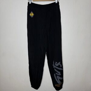 Guts Ya Got Em Or Ya Don't Nylon Black Yellow Jogger Pants Men's Medium 90s